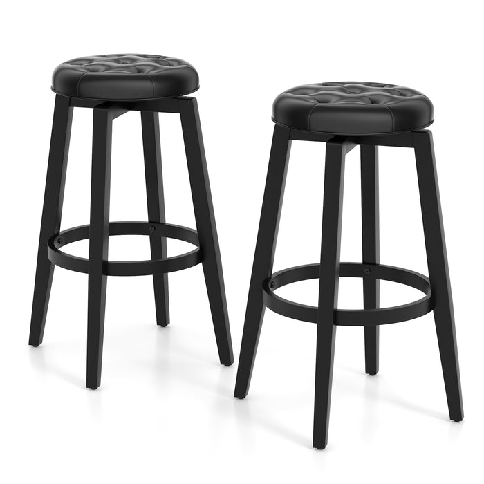 Retro-White Swivel Bar Stool Set - Comfortable Footrest Enhanced Barstools, Pack of 2 - Ideal for Home Bars and Leisure Areas
