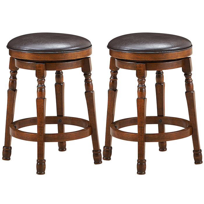 Size 1 Swivel Bar Stools - Soft PU Leather and Comfortable Footrest Features - Ideal for Home Bar and Kitchen Counter Seating