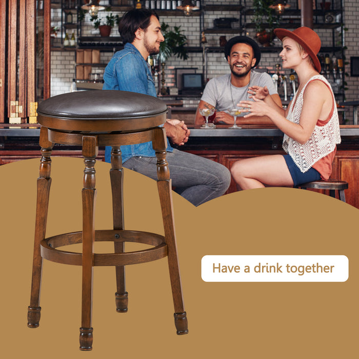 Size 1 Swivel Bar Stools - Soft PU Leather and Comfortable Footrest Features - Ideal for Home Bar and Kitchen Counter Seating