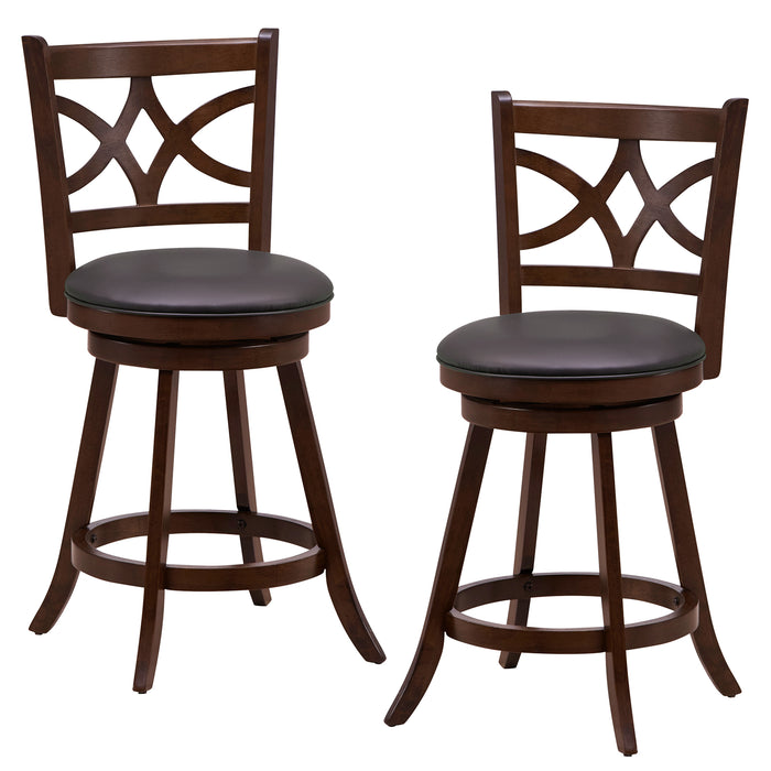Swivel Bar Stools - 61/74 cm Counter Height, Backrest and Footrest Features - Ideal for Kitchen, Dining or Bar Area Comfort Seating