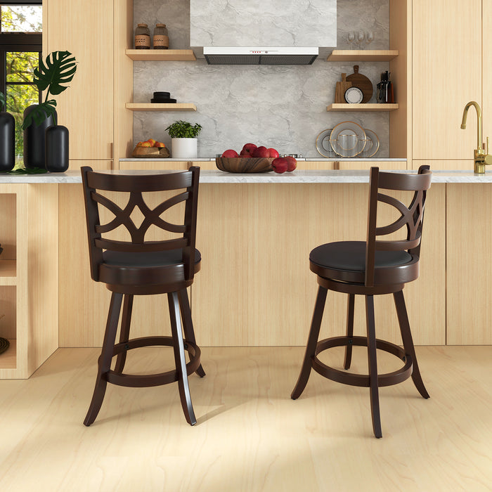 Swivel Bar Stools - 61/74 cm Counter Height, Backrest and Footrest Features - Ideal for Kitchen, Dining or Bar Area Comfort Seating
