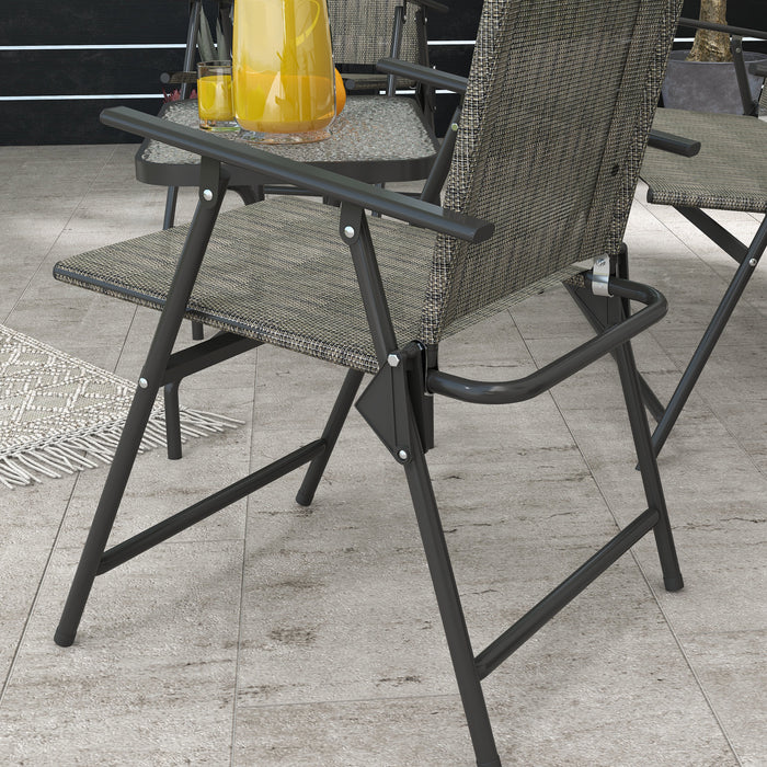 Outdoor Patio Ensemble - 4-Piece Set with Breathable Mesh Fabric Chairs and Loveseat, Glass Top Table - Ideal for Garden and Relaxation Spaces