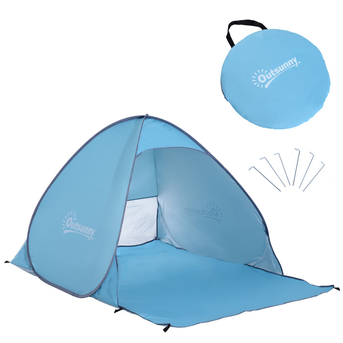 Pop-Up Beach Tent for 2-3 People - UV 30+ Protection Portable Sun Shelter for Hiking and Patio - Easy Setup Outdoor Haven for Families & Beachgoers (Blue)