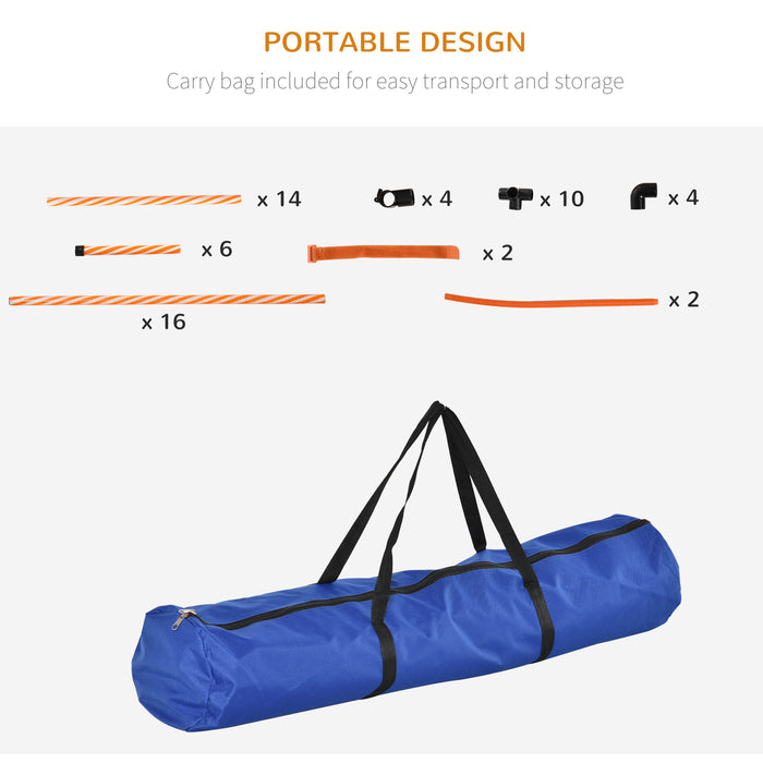 Dog Agility Exercise Kit - Adjustable Height Jump Ring & Hurdle Bar, Square Pause Box - Includes Carry Bag for Easy Transport, Ideal for Obedience Training & Play