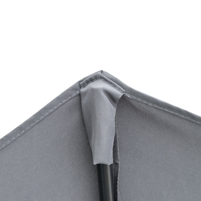 Half Parasol Market Umbrella - 2m Double-Sided Canopy with Crank Handle and Cross Base, Dark Grey - Ideal for Small Gardens and Balconies