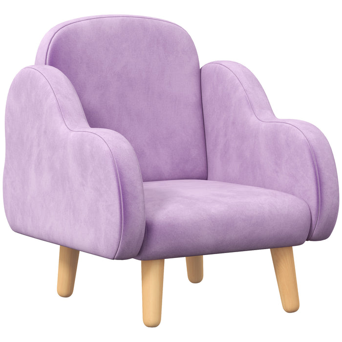 ErgoKids Cloud Chair - Comfy Ergonomic Toddler Armchair in Purple - Perfect Mini Sofa for Children's Playroom, Ages 1.5-5 Years