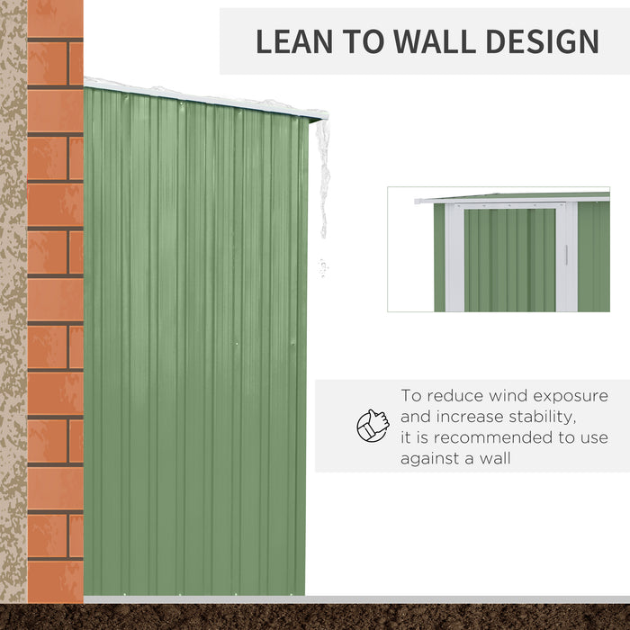 Outdoor Garden Storage Shed - Sloped Roof Lockable Tool Shelter for Equipment and Bikes - Weather-Resistant Light Green Structure (142 x 84 x 189 cm)