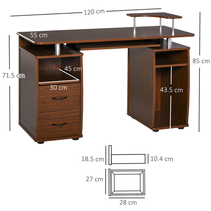 Ergonomic Computer Workstation - Desk with Keyboard Tray, CPU Shelf, Sliding Scanner Panel, and Storage Drawers - Ideal for Home Office, Gaming, and Study Spaces