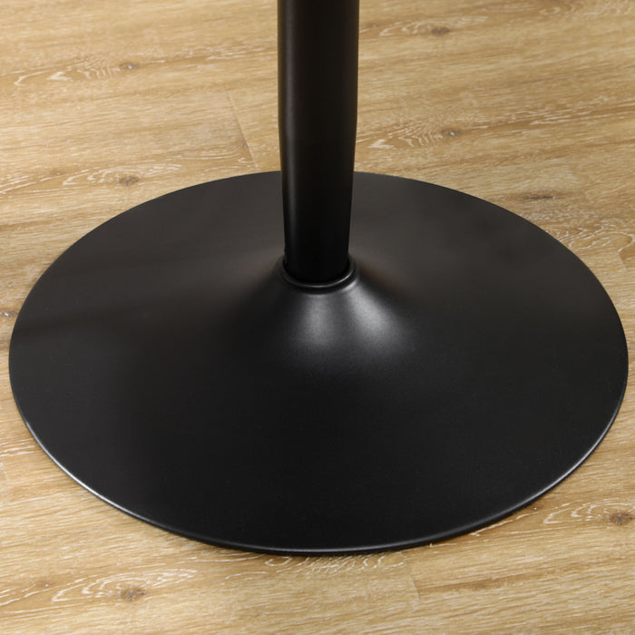 Modern Round Dining Table with Steel Base - Non-Slip Foot Pad, Space-Saving Design for Small Spaces - Ideal for Cozy Dining Rooms and Apartments