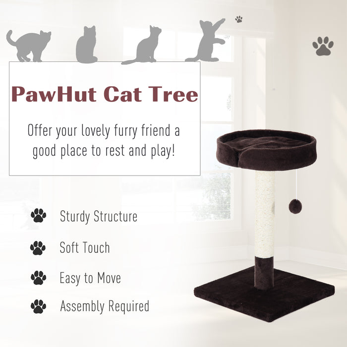 Cat Tree with Scratching Post - Pet Activity Center with Kitten Climbers, Climbing Exercise & Hanging Toy - Comfortable Plush Cushion for Relaxation, Brown