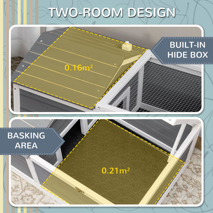 Tortoise Haven - Wooden Enclosure with Shelter, Hideaway Den & Run Area - Ideal for Indoor/Outdoor Reptile Comfort and Play