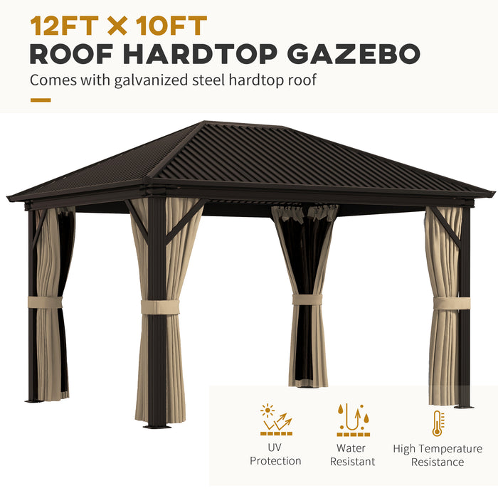 Aluminium Frame 3.6x3m Hardtop Gazebo - Durable Outdoor Shelter with Accessories - Ideal for Garden Parties and Backyard Relaxation