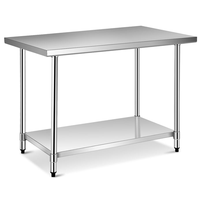 Stainless Steel Catering Table - Adjustable Undershelf, Leveling Feet Feature - Ideal for Professional Catering Services