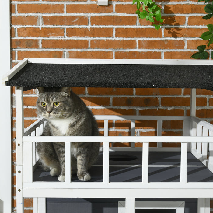 Cats Fir Wood 3-Tier Playhouse - Waterproof Multi-Level Feline Entertainment Center - Ideal for Outdoor Cat Adventures and Relaxation