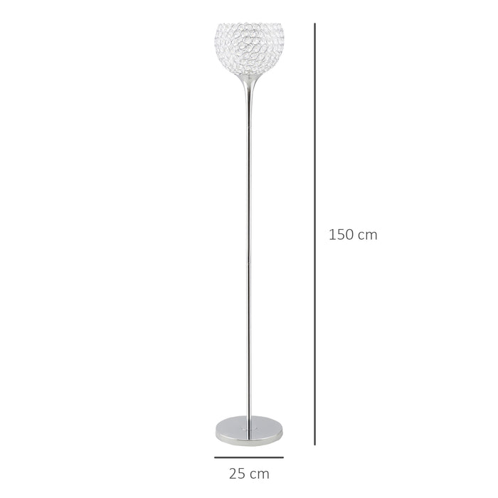 Elegant K9 Crystal Floor Lamp - Tall Standing Lighting with E27 Bulb Base & Foot Switch - Ideal for Living Room, Bedroom, Study, or Office Decor