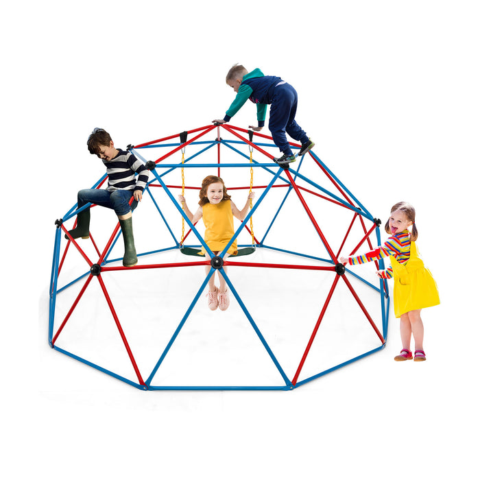 Kids 10FT Geometric Dome Climber - Blue and Yellow with Convenient Grip - Ideal for Enhancing Coordination and Strength Training in Children