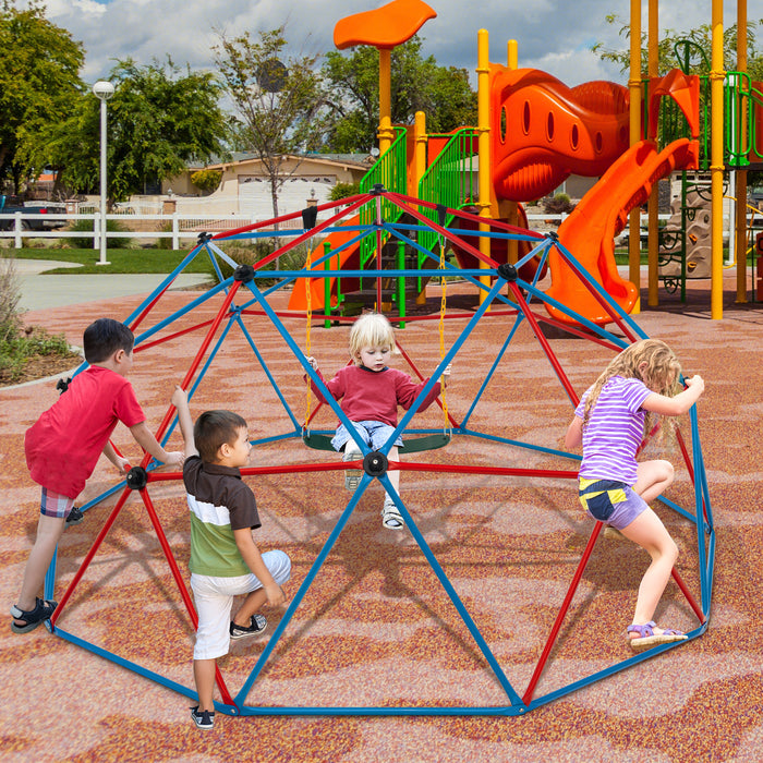 Kids 10FT Geometric Dome Climber - Blue and Yellow with Convenient Grip - Ideal for Enhancing Coordination and Strength Training in Children