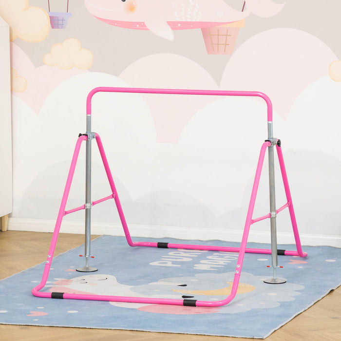 Kids' Gymnastics Training Bar - Foldable Horizontal Bar with Adjustable Heights, Sturdy Triangle Base - Ideal for Young Gymnasts at Home