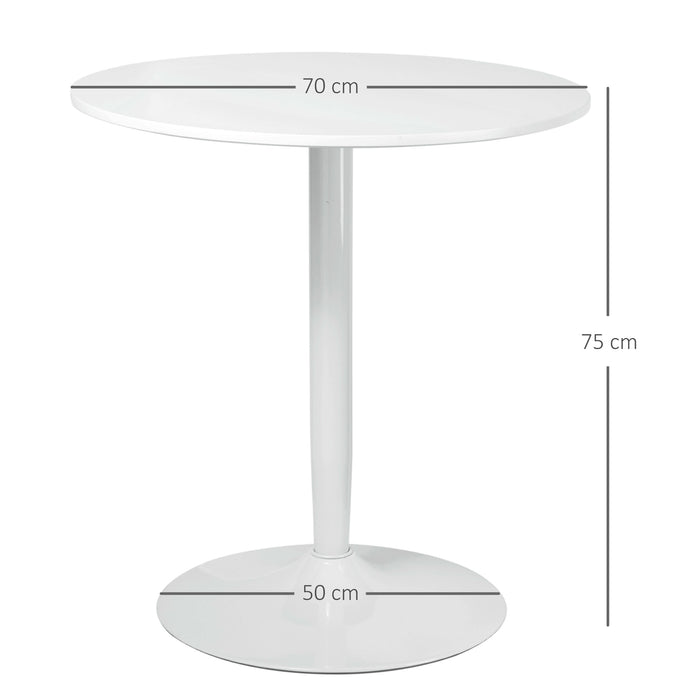 Modern Round Dining Table with Steel Base - Sleek Non-Slip Space-Saving Design for Dining Rooms - Ideal for Small Apartments, White Finish