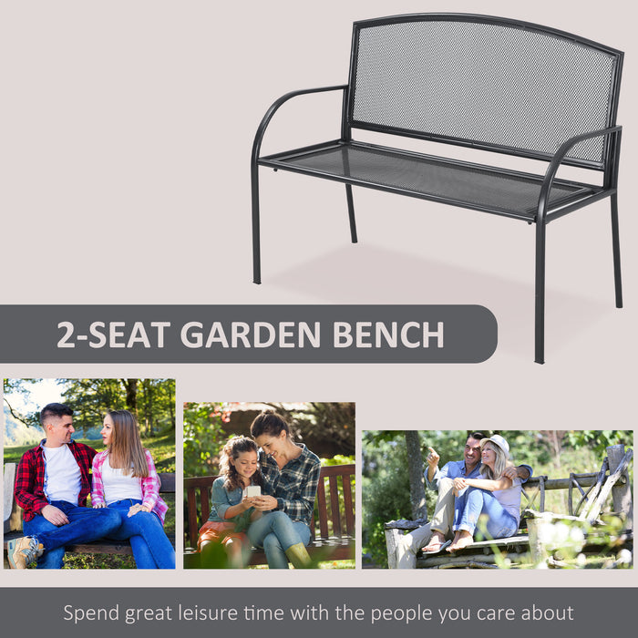 Outdoor Metal Loveseat - 2-Person Patio Bench in Grey - Ideal for Garden, Park, Porch, and Lawn Seating