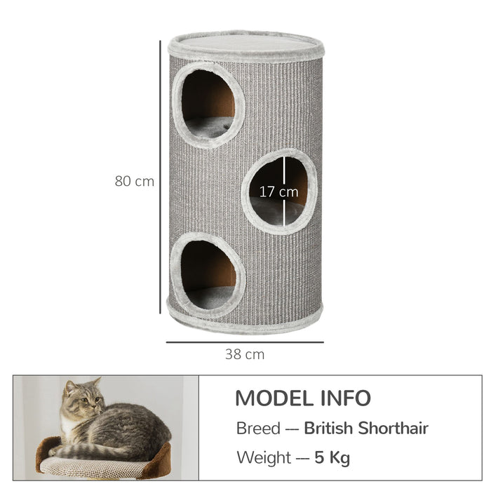 Cat Barrel Kitten Tree Tower - Indoor Cat Climbing Frame with Sisal-Covered Scratching Posts, Comfy Platform - Ideal for Play & Rest for Feline Friends