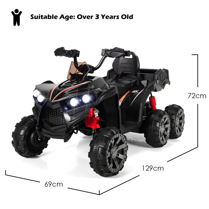 Kids Electric ATV 6 Wheel 4 Motors - Black - Perfect Adventurous Ride-On Toy for Outdoor Play