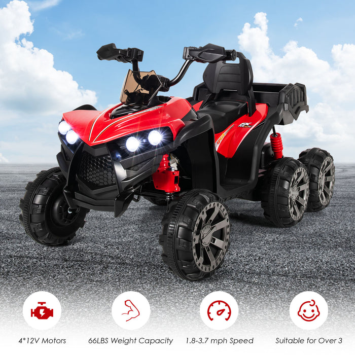 Kids Electric ATV 6 Wheel 4 Motors - Black - Perfect Adventurous Ride-On Toy for Outdoor Play