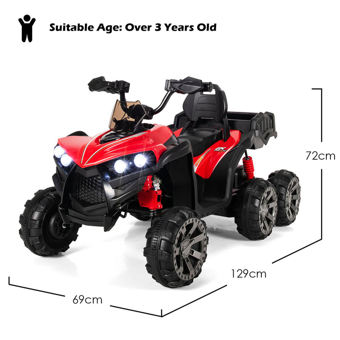 Kids Electric ATV 6 Wheel 4 Motors - Black - Perfect Adventurous Ride-On Toy for Outdoor Play