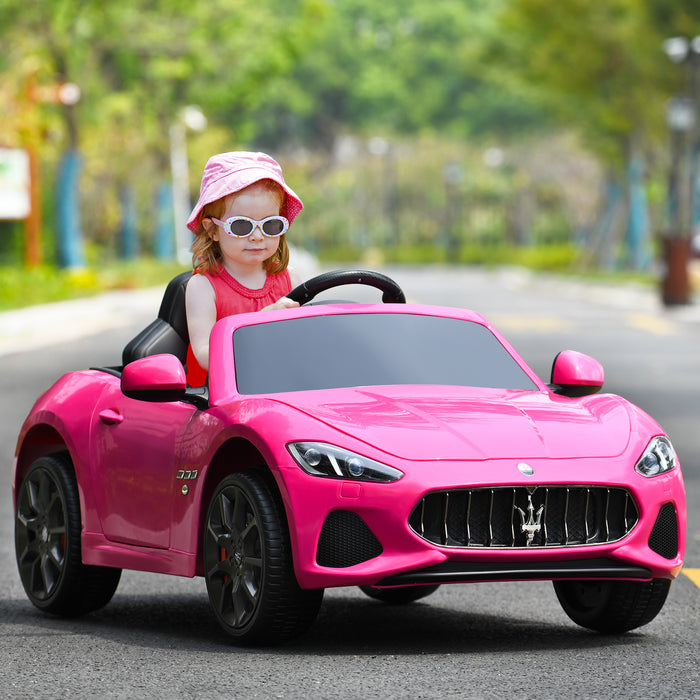 Maserati Toy Vehicle, 12V Battery Powered - Pink Kid's Ride-on Car, Electric Motor - Ideal for Children's Outdoor Play and Motor Skill Development