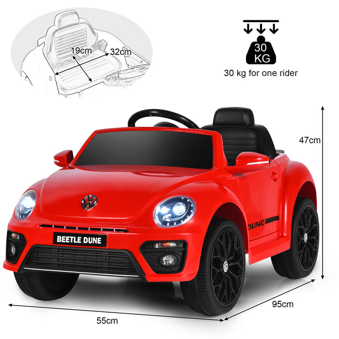 Volkswagen Beetle 12V Ride-On for Kids - Electric Car with Remote Control in Red - Perfect for Children's Outdoor Play