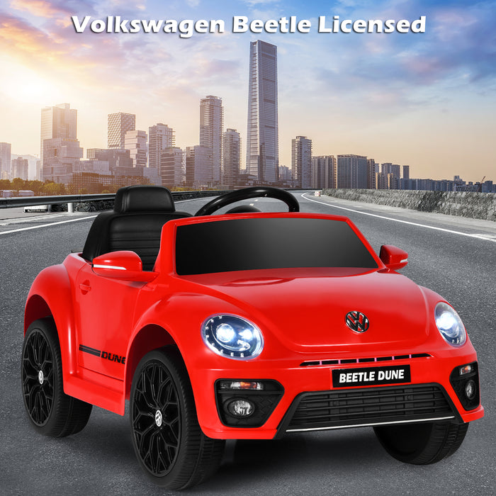 Volkswagen Beetle 12V Ride-On for Kids - Electric Car with Remote Control in Red - Perfect for Children's Outdoor Play