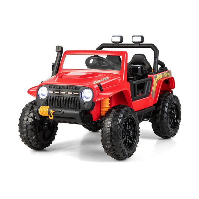 Electric Ride-On Car for Kids 12V - With Music and LED Lights Features in Vibrant Red - Perfect Entertainment and Play Toy for Children