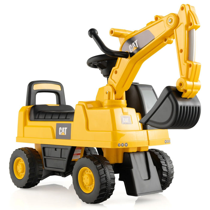 Kid's Ride-On Digger - Rotatable Digging Bucket and Fun Yellow Design - Ideal Outdoor Toy for Imaginative Play