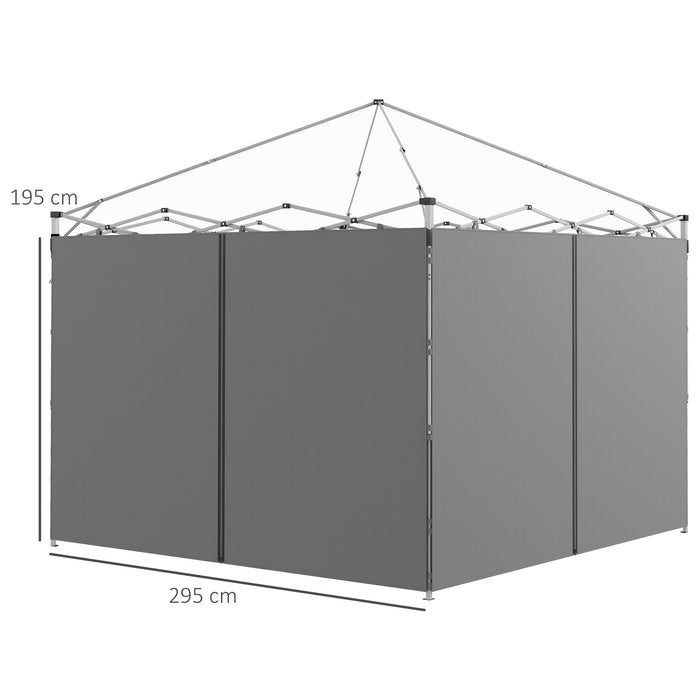 Gazebo Side Panels Replacement 2-Pack - Zippered Doors, Fits 3x3m & 3x6m Pop-Up Structures, Light Grey - Ideal for Outdoor Shelter and Privacy