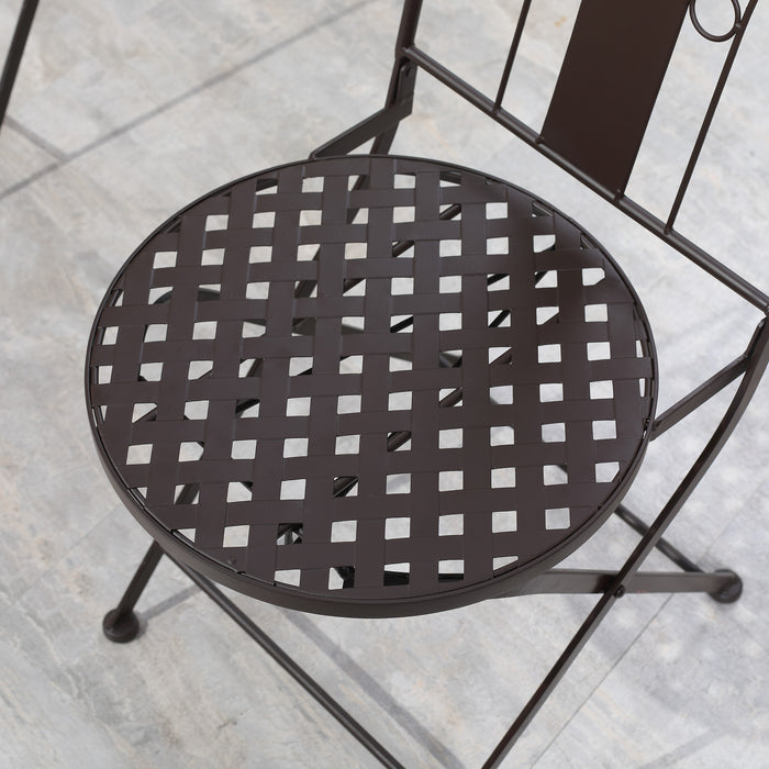 3-Piece Patio Bistro Set - Mosaic Tabletop, Foldable Armless Chairs, Metal Frame - Ideal for Garden & Poolside Coffee Breaks