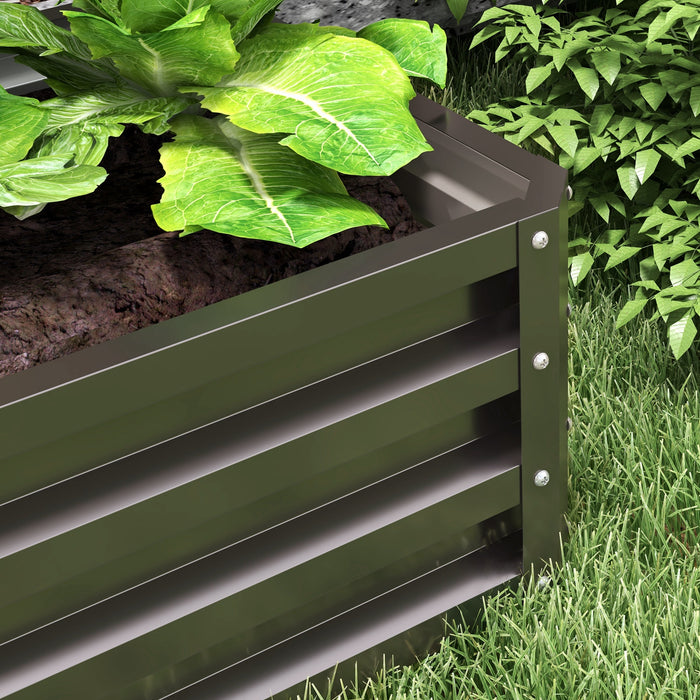 Steel Raised Garden Beds - Dual Outdoor Planter Boxes for Flowers, Herbs & Vegetables - Perfect for Patio & Backyard Gardening