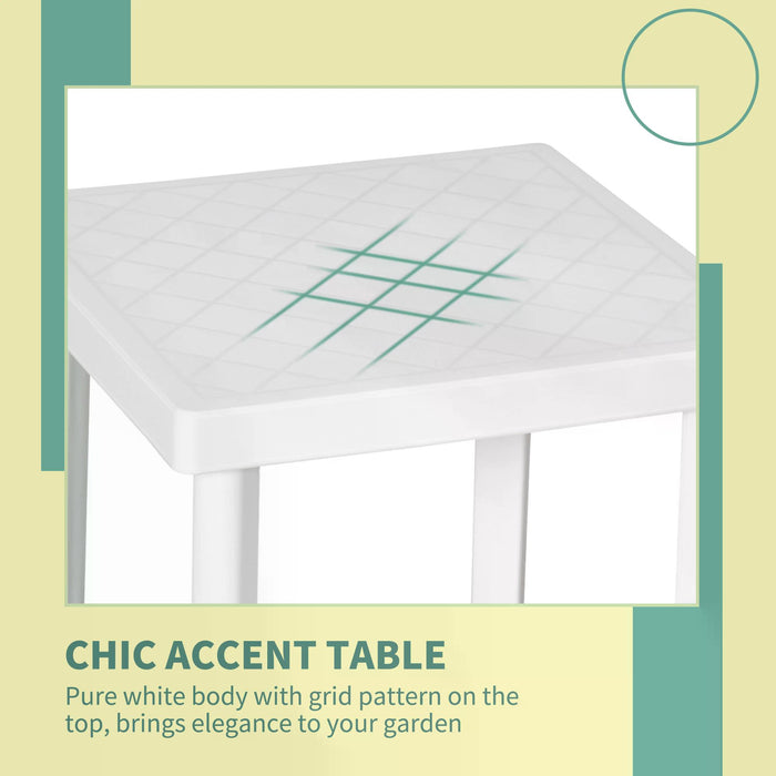 Outdoor Square Side Table - Garden Patio Coffee & Snack Stand, White - Ideal for Exterior Lounge & Entertainment Spaces