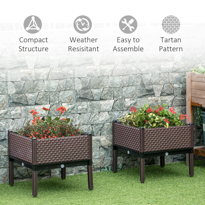 Elevated Garden Planter Set - 50cm Square Raised Beds for Flowers & Vegetables, Self-Watering Feature - Ideal for Outdoor Plant Enthusiasts & Urban Gardeners