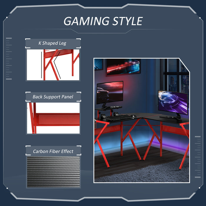 L-Shaped Gaming Desk - Corner Computer Table with Adjustable Monitor Stand for Home Office - Ideal for PC Workstations & Gamers