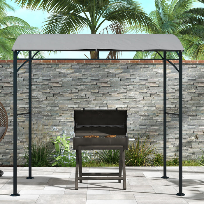 Garden Grill BBQ Gazebo Tent 2.2 x 1.5 m - Metal Frame with Curved Roof & 10 Accessory Hooks - Outdoor Grilling and Sun Shelter for Patio, Grey