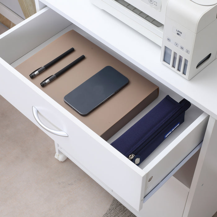 Mobile Printer Cabinet with Storage - Open Shelf and Drawer Design for Organized Office Space - Ideal for Home and Office Use