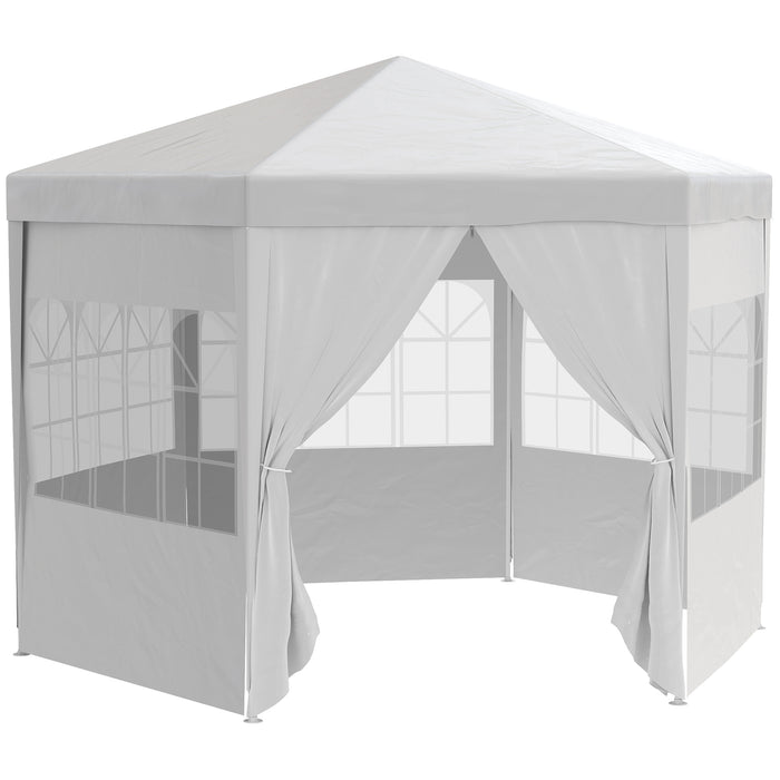 3.4m Gazebo Canopy Party Tent - 6 Removable Side Walls with Windows, Outdoor Event Pavilion - Ideal for Garden Parties and Gatherings, White