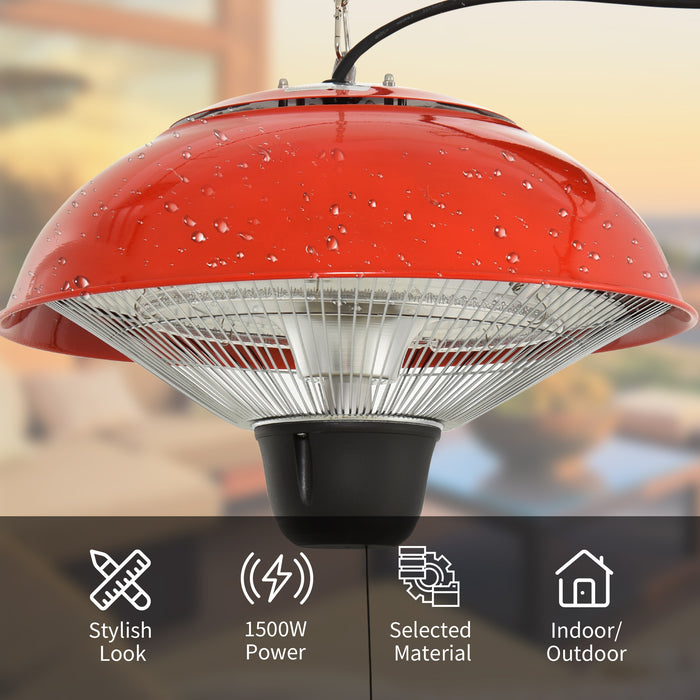 1500W Garden Electric Halogen Patio Heater - Aluminum Outdoor Ceiling Hanging Heat Lamp - Ideal for Warming Your Patio Space in Style