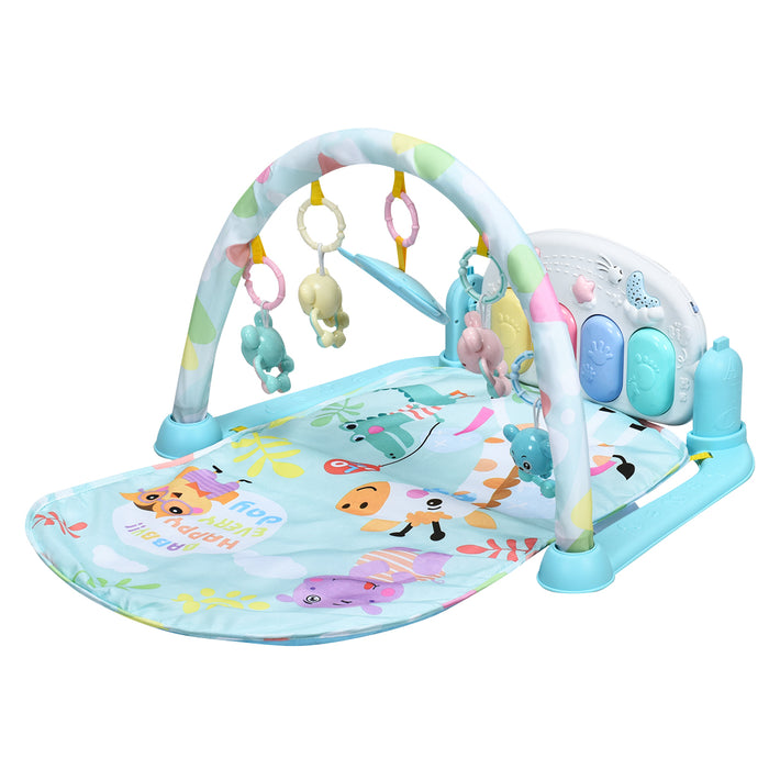 Blue Baby Play Mat - Integrated Lights and Music Feature, Suitable for Newborns - Ideal for Sensory Stimulation and Tummy Time Fun