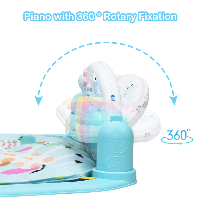 Blue Baby Play Mat - Integrated Lights and Music Feature, Suitable for Newborns - Ideal for Sensory Stimulation and Tummy Time Fun