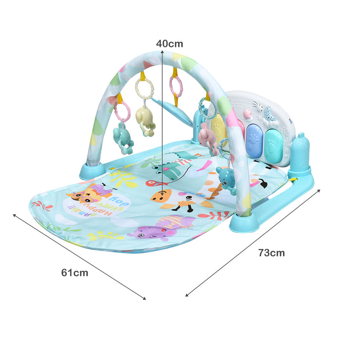 Blue Baby Play Mat - Integrated Lights and Music Feature, Suitable for Newborns - Ideal for Sensory Stimulation and Tummy Time Fun