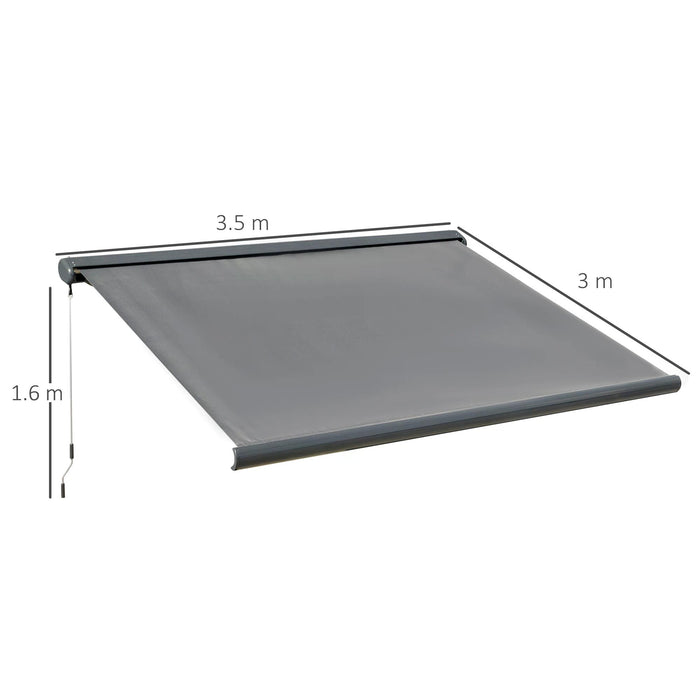 Motorised Retractable Awning - 350x300cm Grey Electric Patio Sun Shade with Remote Control - Ideal for Doors, Windows, and Outdoor Comfort