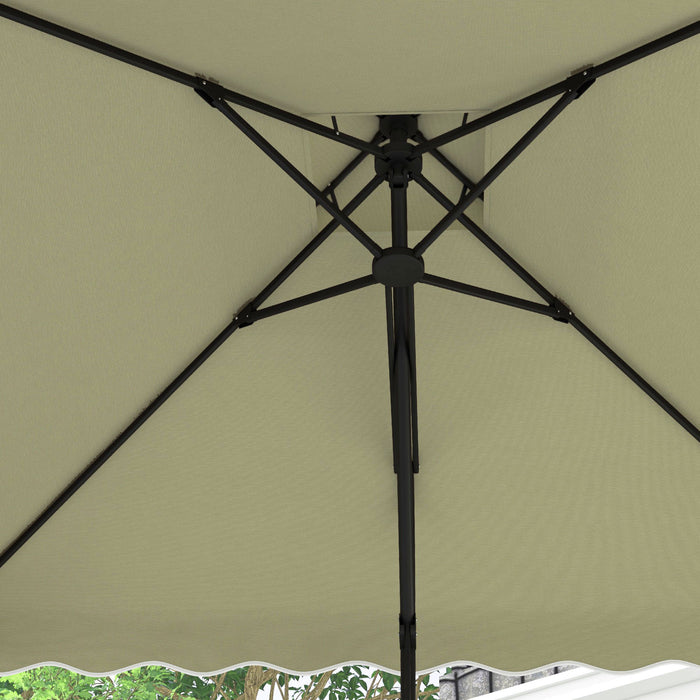 Double-Top Cantilever Garden Parasol, 2.5m Square - Beige Umbrella with Elegant Ruffles - Ideal for Outdoor Relaxation and UV Protection