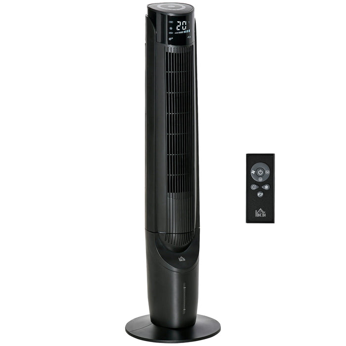 42" Ice Cooling Tower Fan - Evaporative Air Cooler with 4 Modes and 3-Speed Settings, Oscillating Function, Water Conditioner - Remote Controlled Cooling for Bedroom, Black