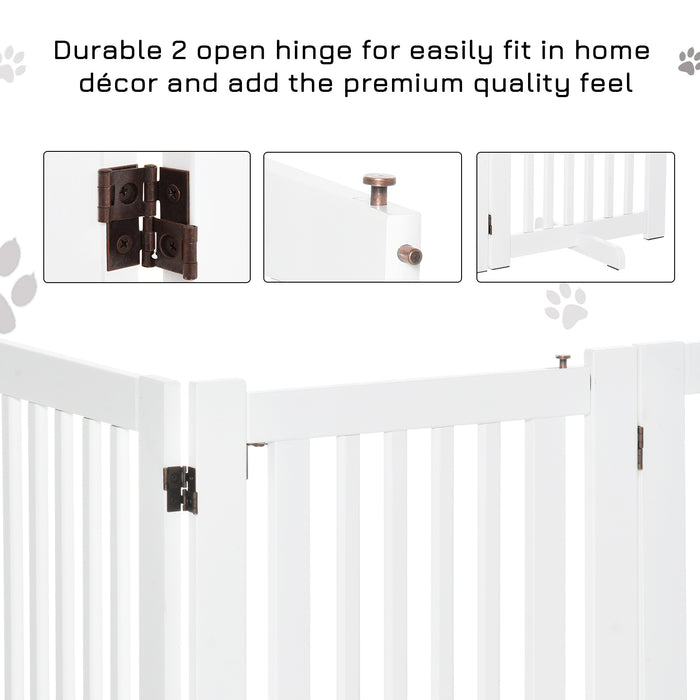 Gates MDF Freestanding Pet Gate - Expandable Wood Barrier with Latched Door for Dogs - Perfect for Doorways & Indoor Spaces